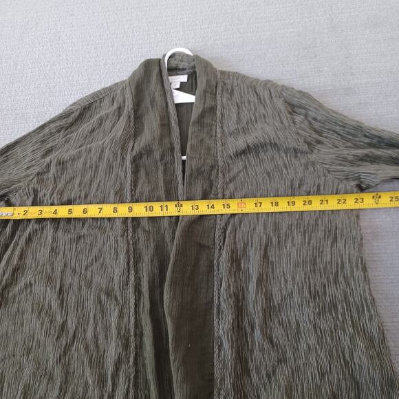 Pure J Jill Topper Cardigan Cotton Gauze Women M Boho Lagenlook Olive Green Flow - Picture 6 of 7